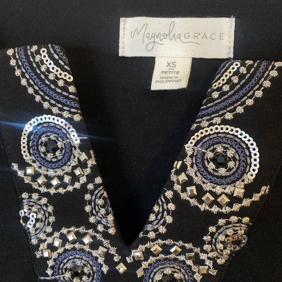 Magnolia Grace Women’s Black Sleeveless evening Sheath Mini Dress shiny Beads - Picture 5 of 11